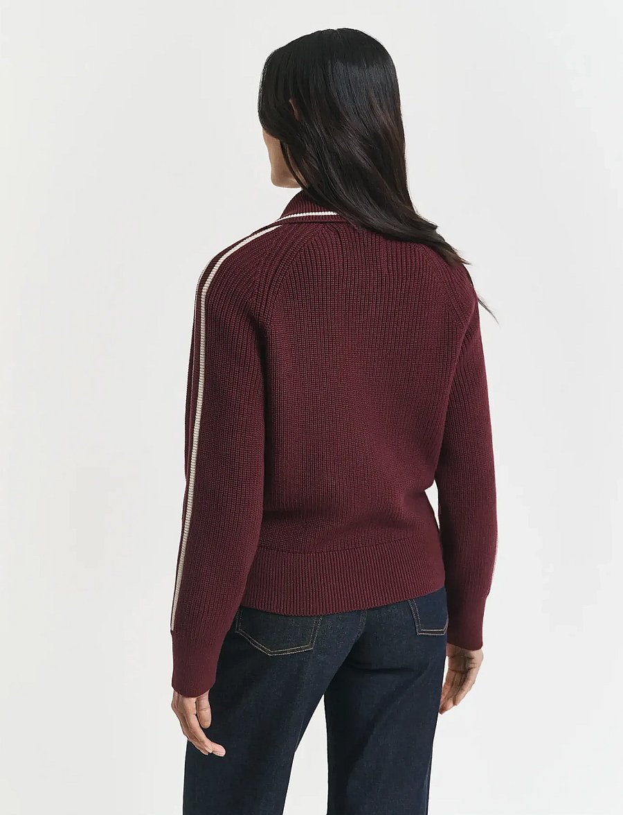 Gant - GANT VARSITY ZIP CARDIGAN - cardigans - plum wine - 2