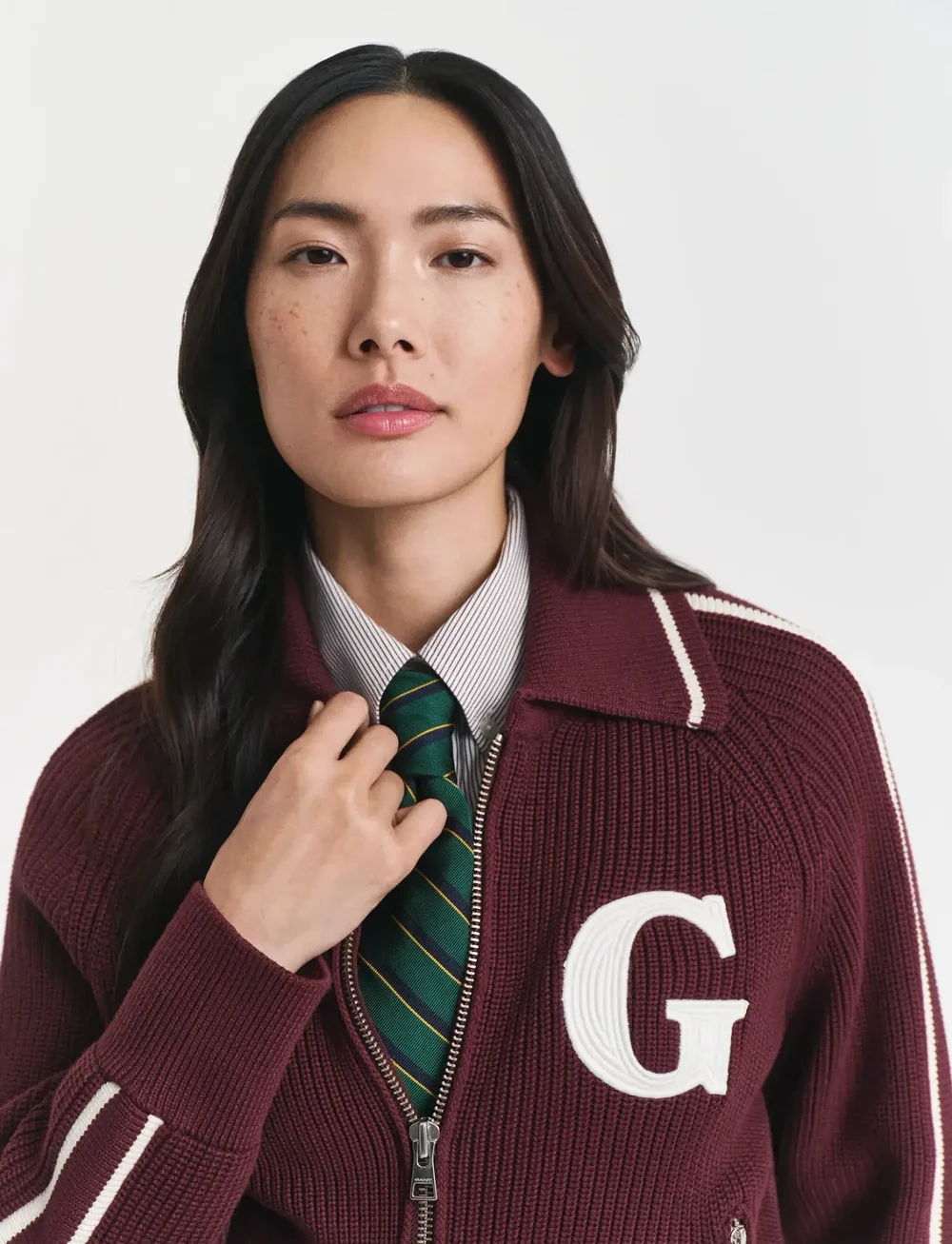 GANT - GANT VARSITY ZIP CARDIGAN - koftor - plum wine - 4