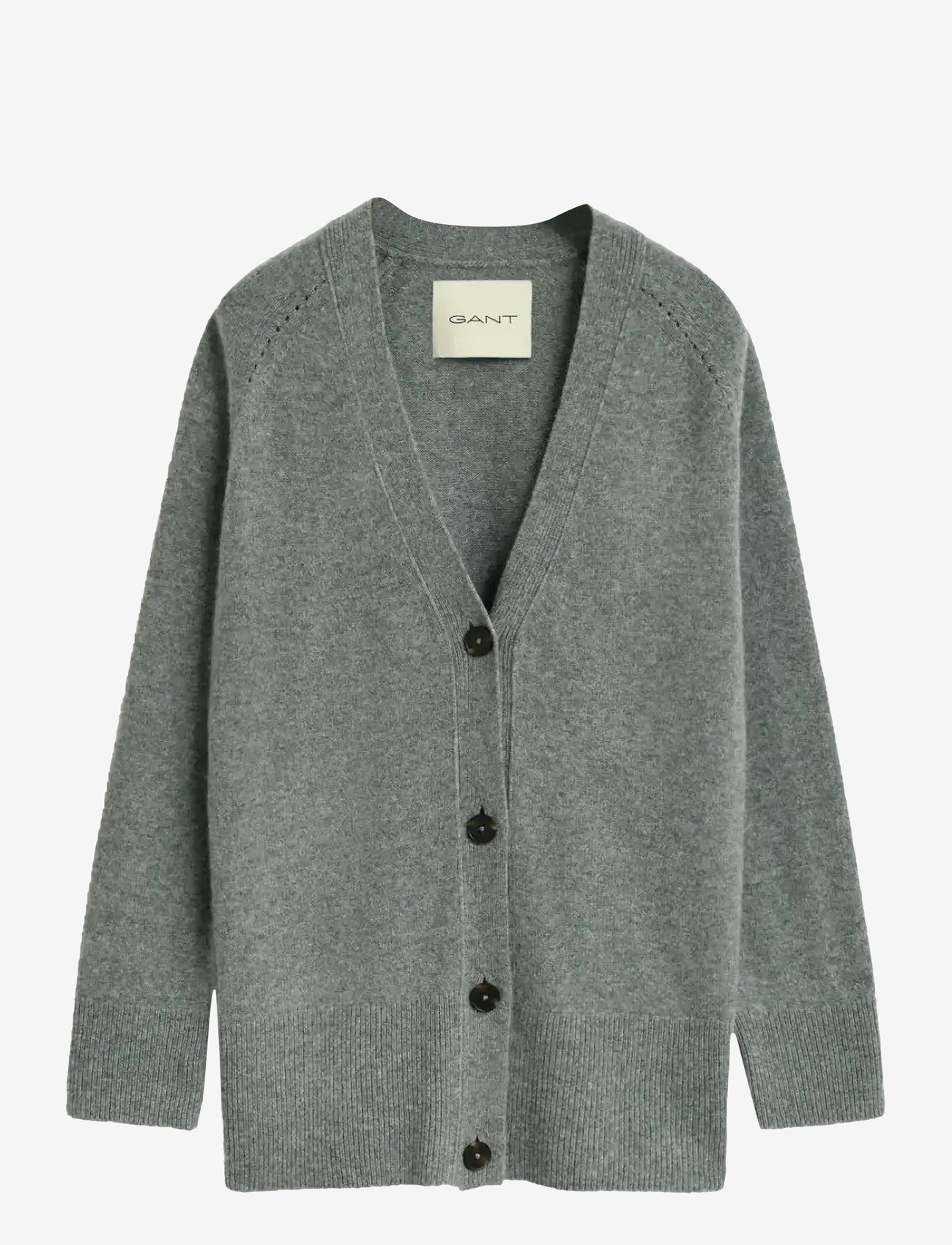 GANT - DETAIL KNIT CARDIGAN - cashmere - charcoal melange - 1