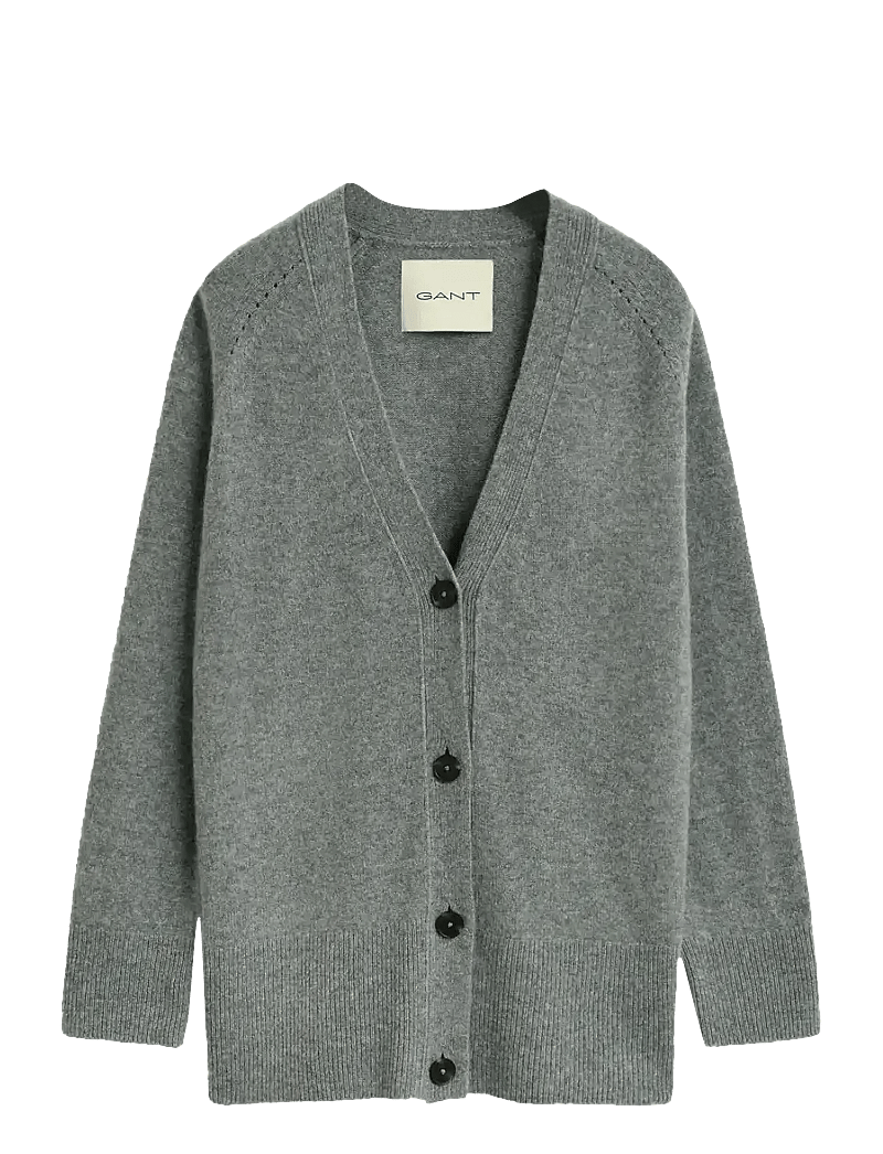 GANT - DETAIL KNIT CARDIGAN - kaschmir - charcoal melange - 1