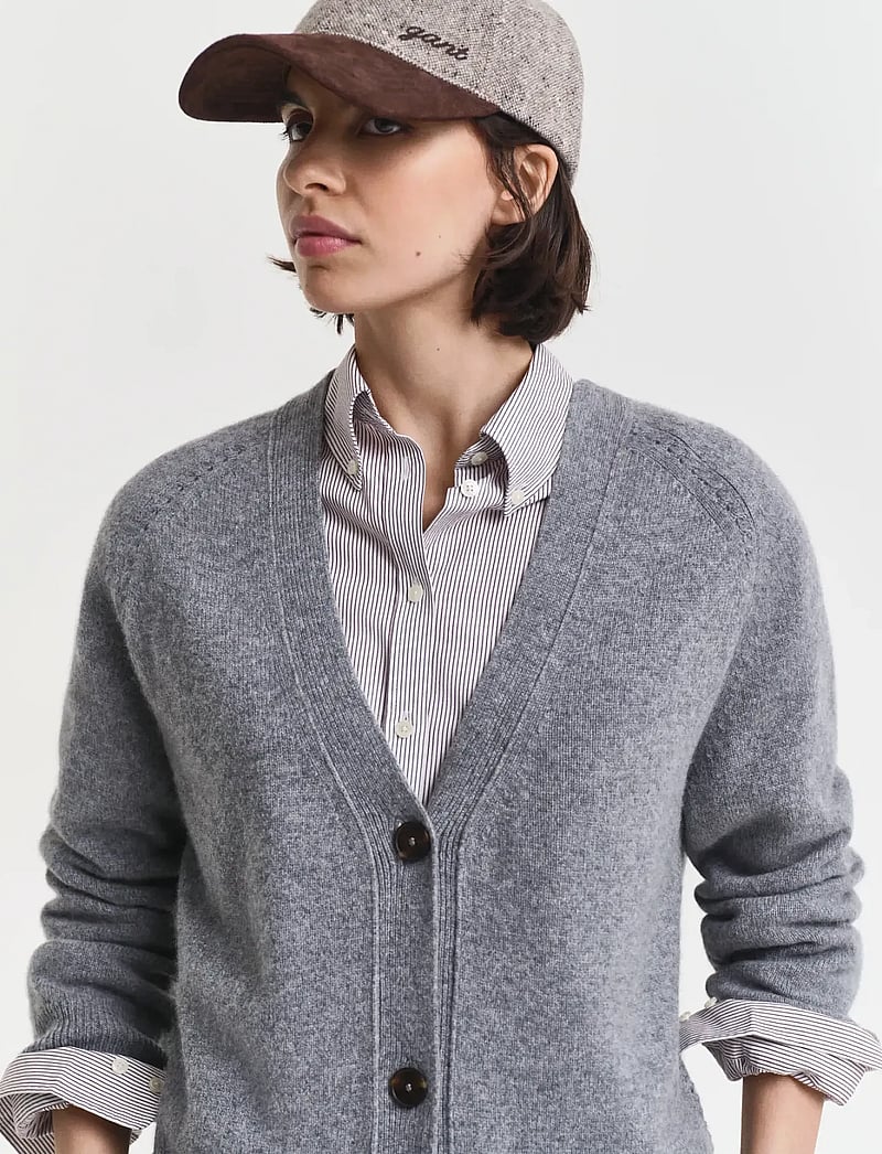 GANT - DETAIL KNIT CARDIGAN - kaschmir - charcoal melange - 4