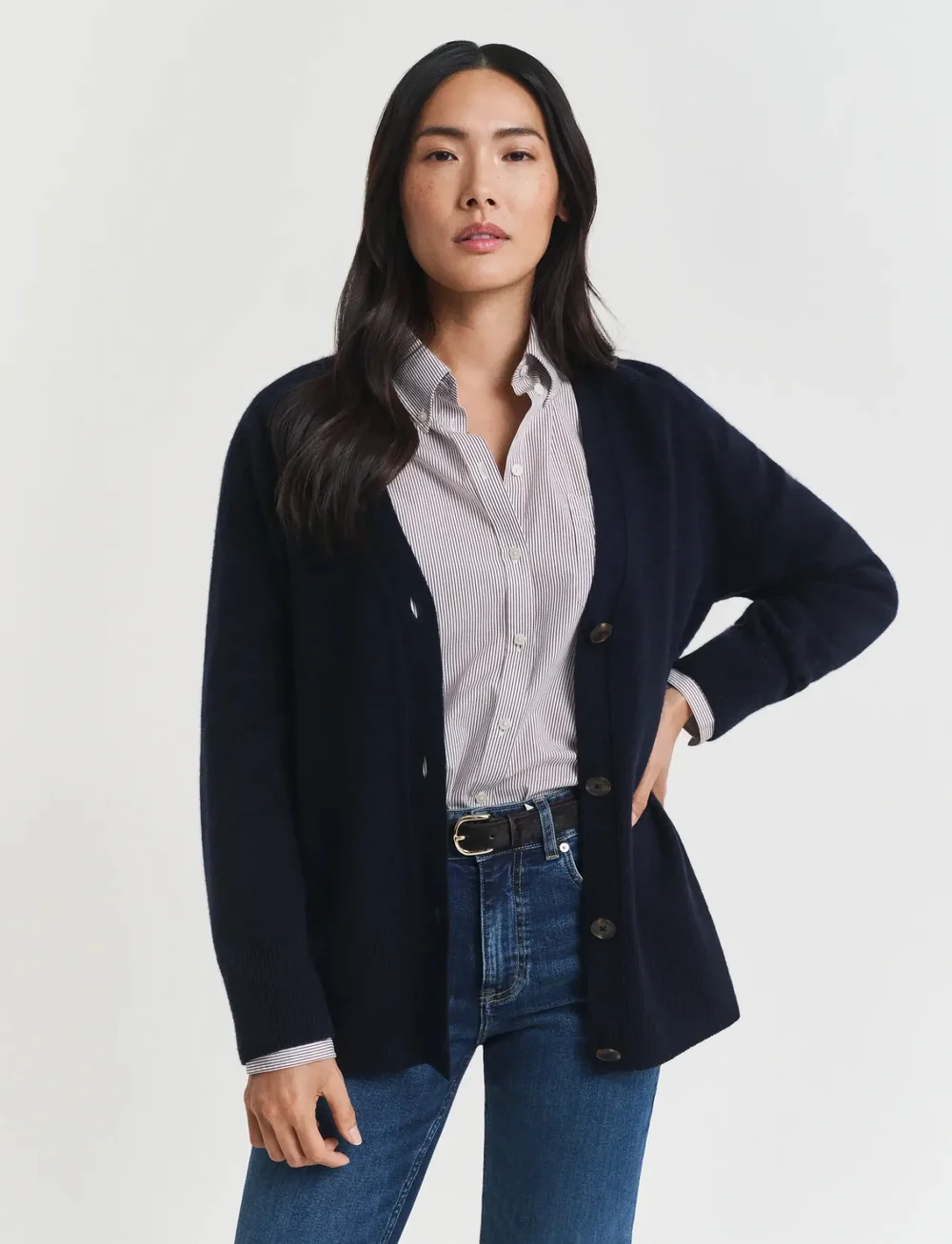 GANT - DETAIL KNIT CARDIGAN - kashmir - evening blue - 0