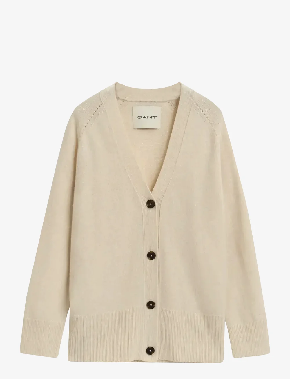 GANT - DETAIL KNIT CARDIGAN - koftor - taupe beige - 1