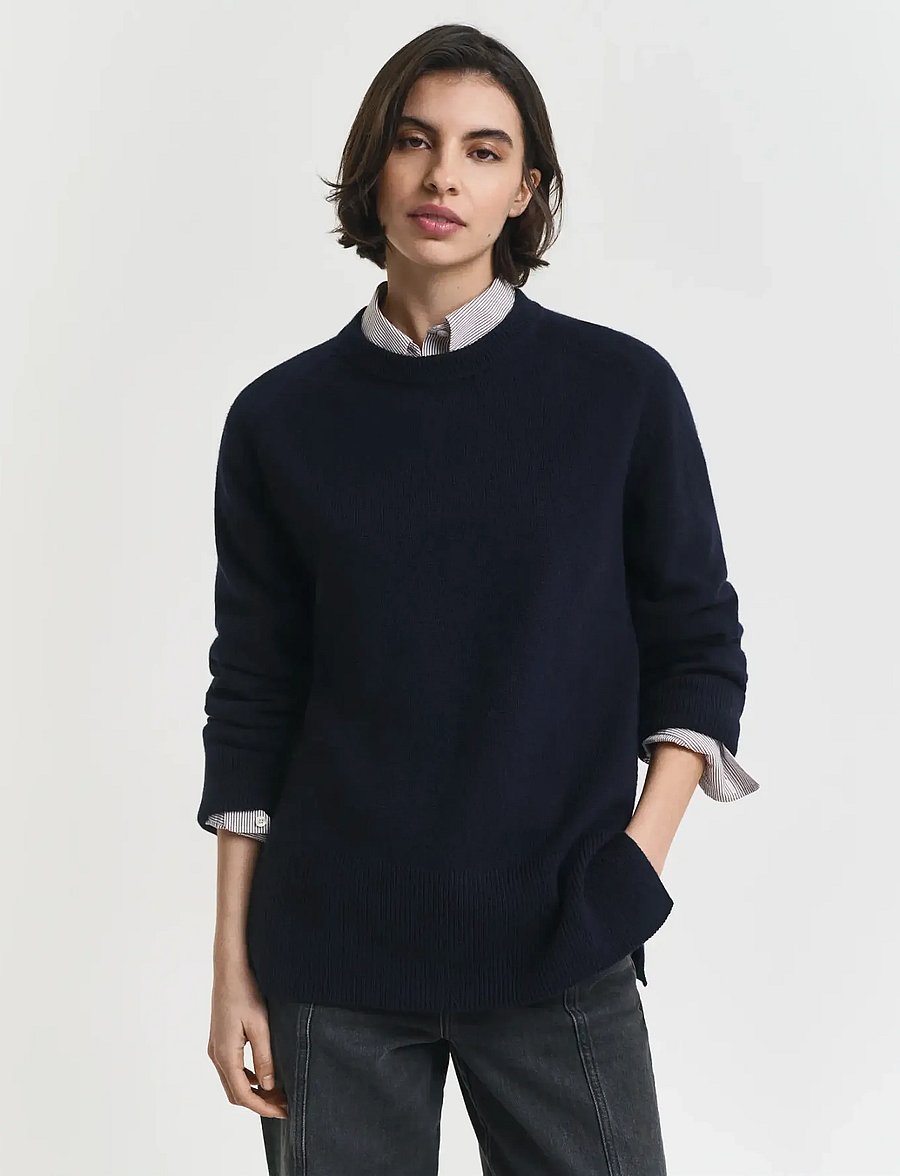 GANT - SOFT WOOL LOUNGE C-NECK - evening blue - 0