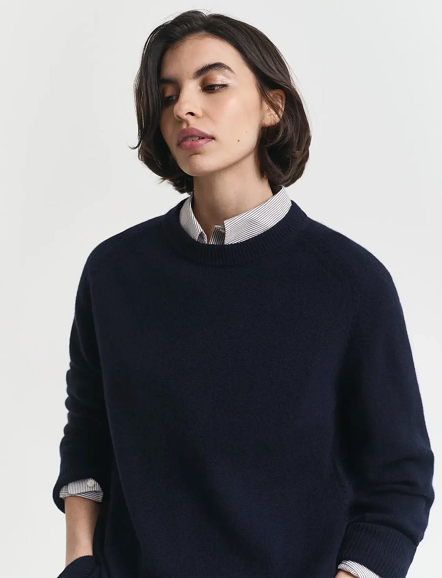 GANT - SOFT WOOL LOUNGE C-NECK - evening blue - 4