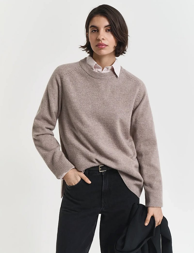GANT - SOFT WOOL LOUNGE C-NECK - cashmere - taupe beige - 0