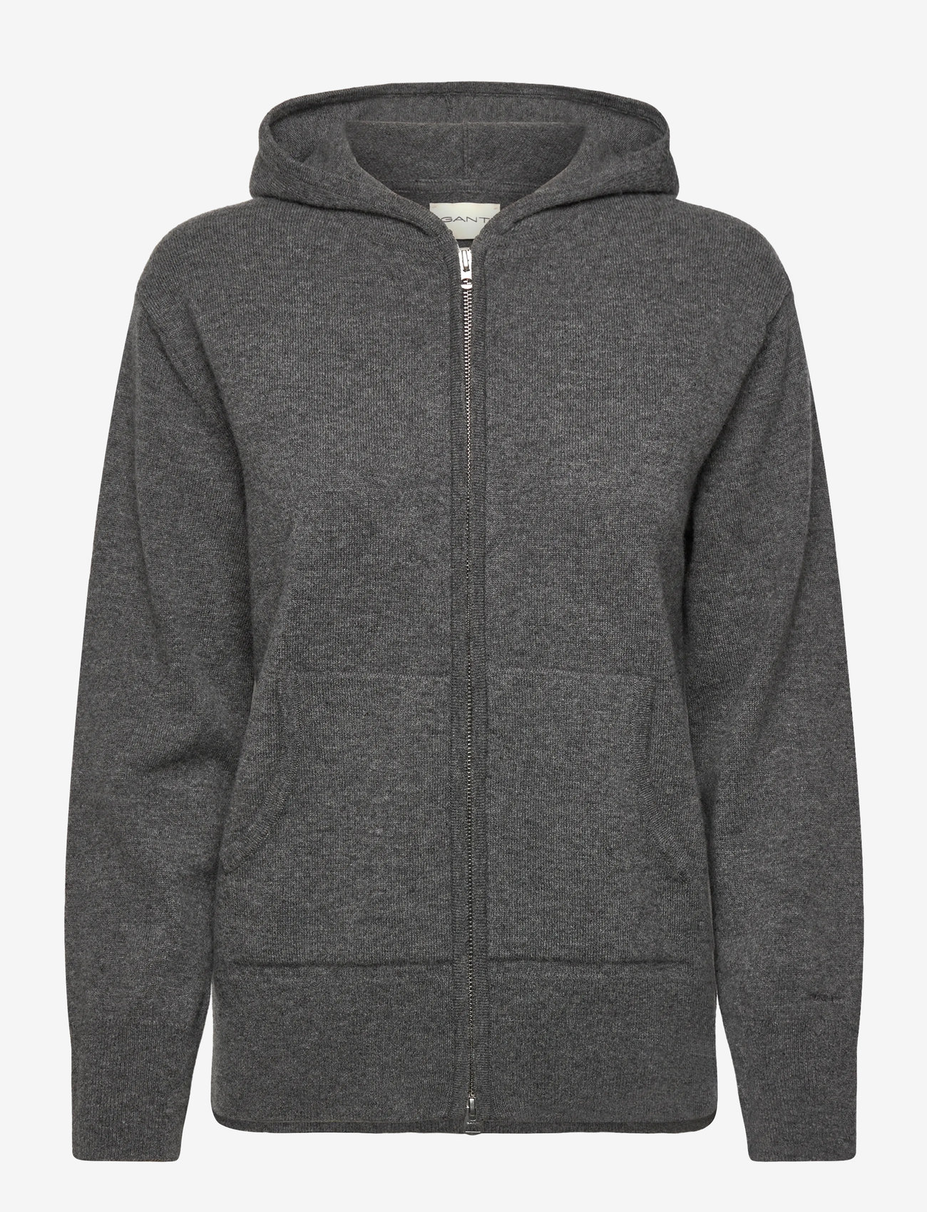 GANT - SUPERFINE LAMBSWOOL ZIP HOODIE - hupparit - charcoal melange - 0
