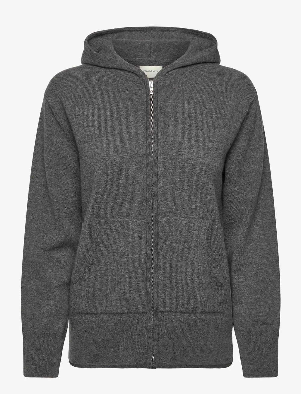 GANT - SUPERFINE LAMBSWOOL ZIP HOODIE - hættetrøjer - charcoal melange - 0