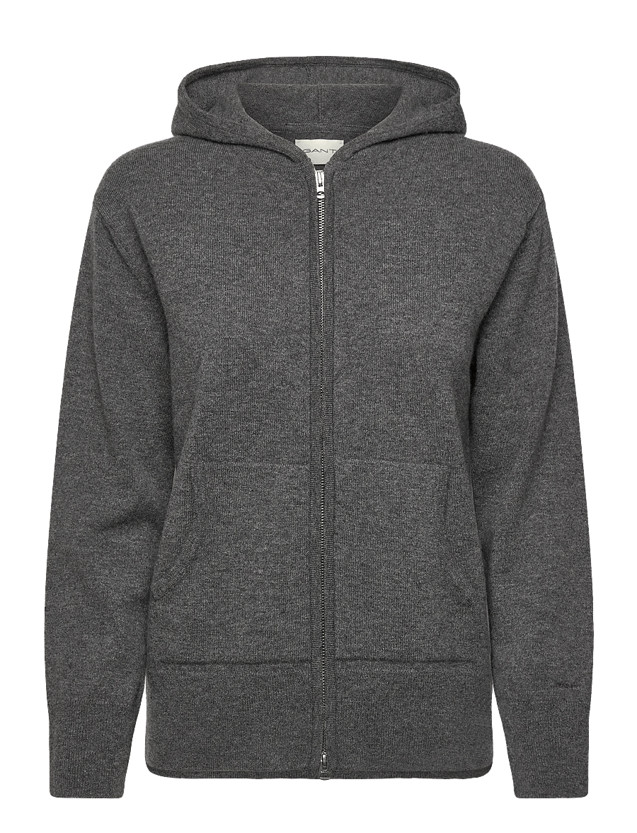 Gant - SUPERFINE LAMBSWOOL ZIP HOODIE - bluzy z kapturem - charcoal melange - 0