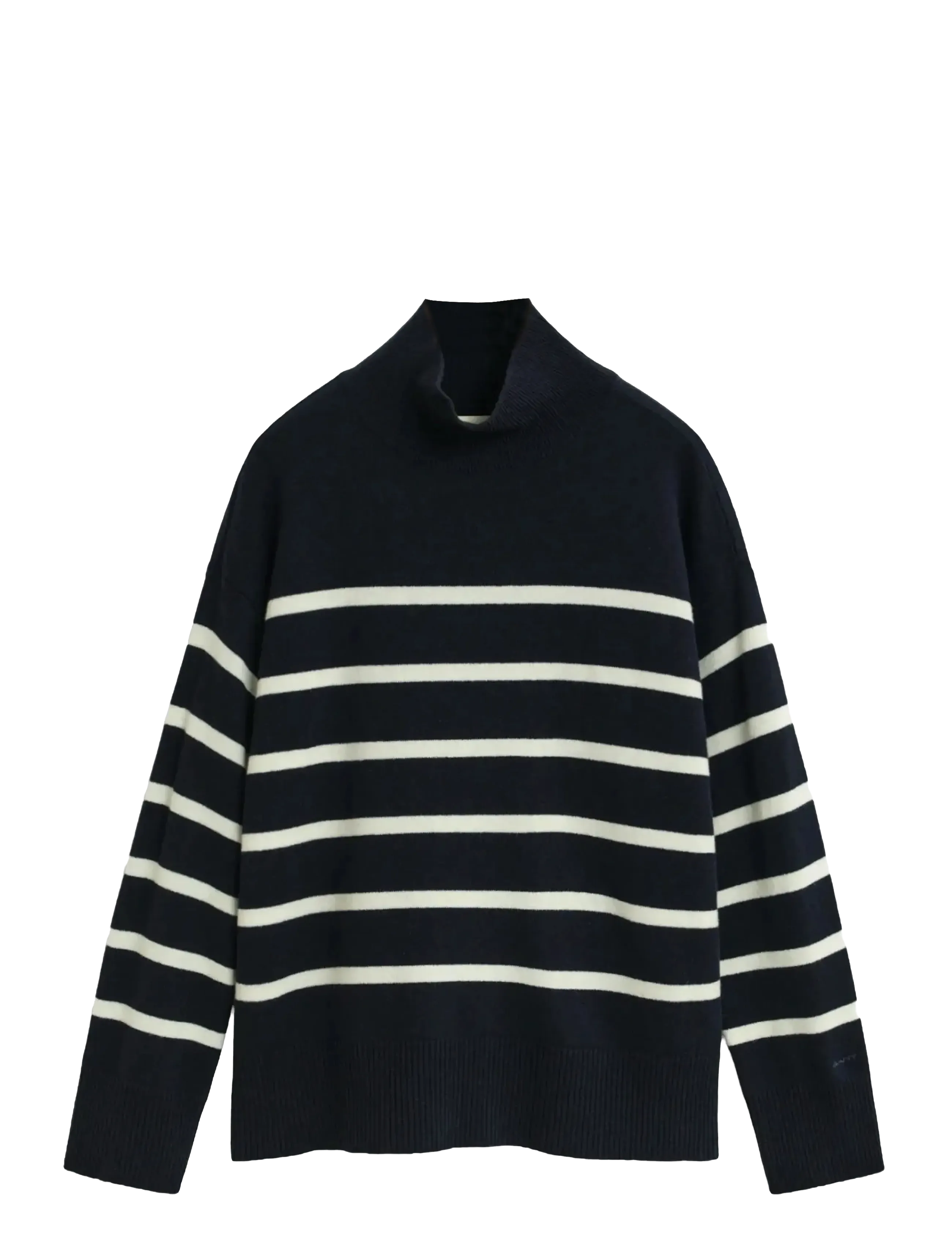 SUPERFINE LAMBSWOOL STRIPE MOCK - EVENING BLUE