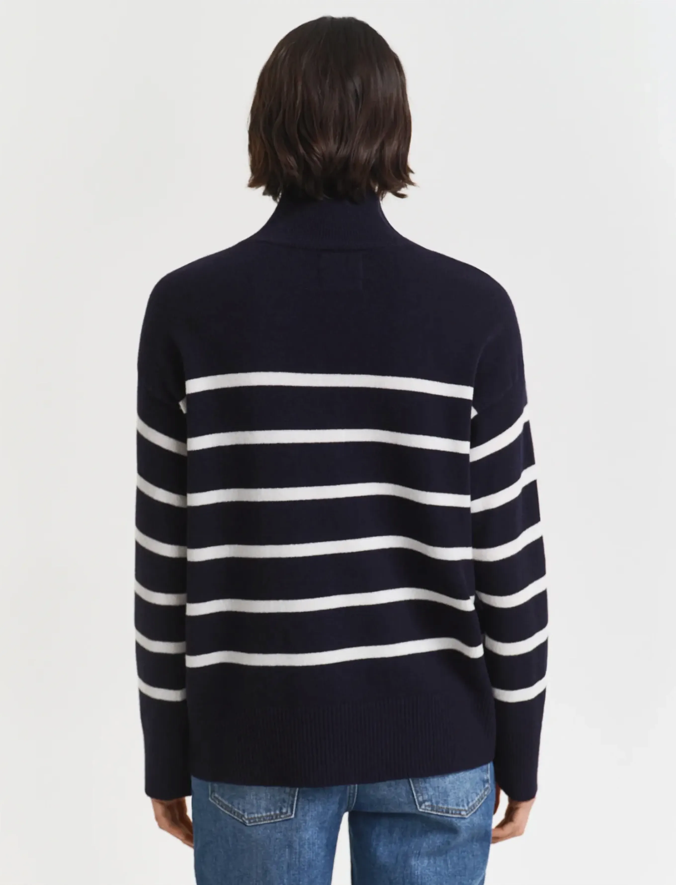 Gant - SUPERFINE LAMBSWOOL STRIPE MOCK - striktrøjer - evening blue - 2