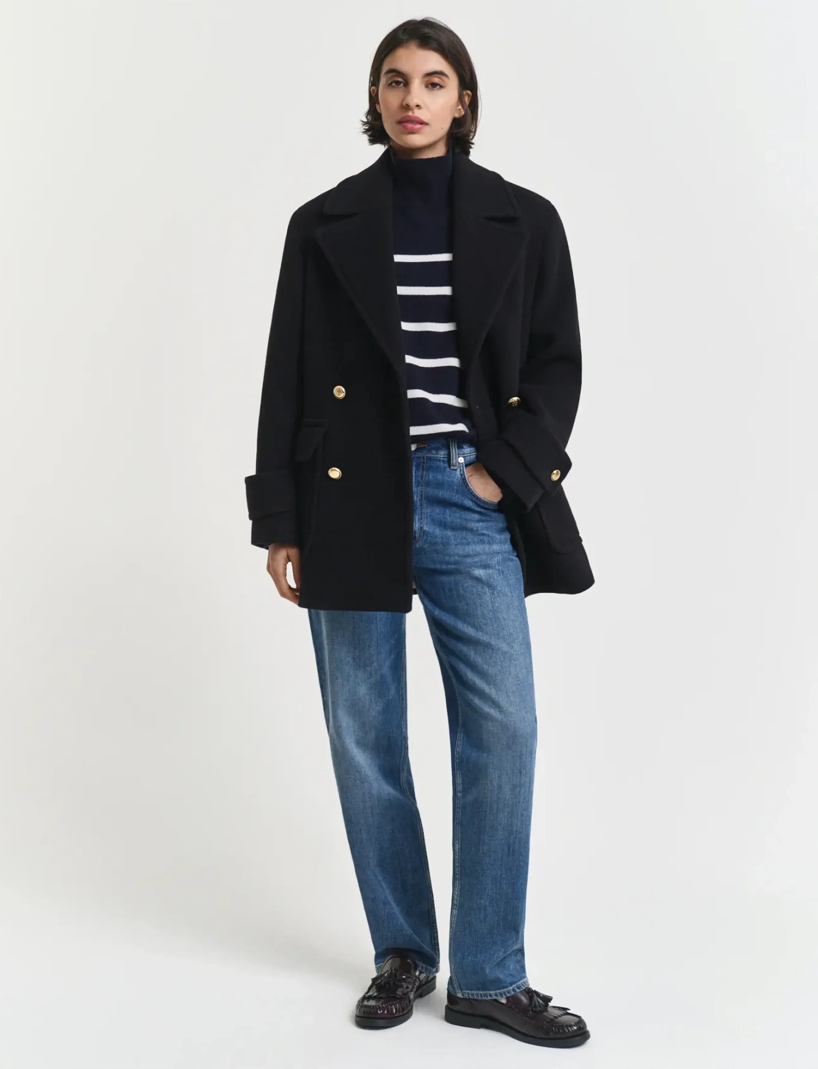 Gant - SUPERFINE LAMBSWOOL STRIPE MOCK - striktrøjer - evening blue - 4
