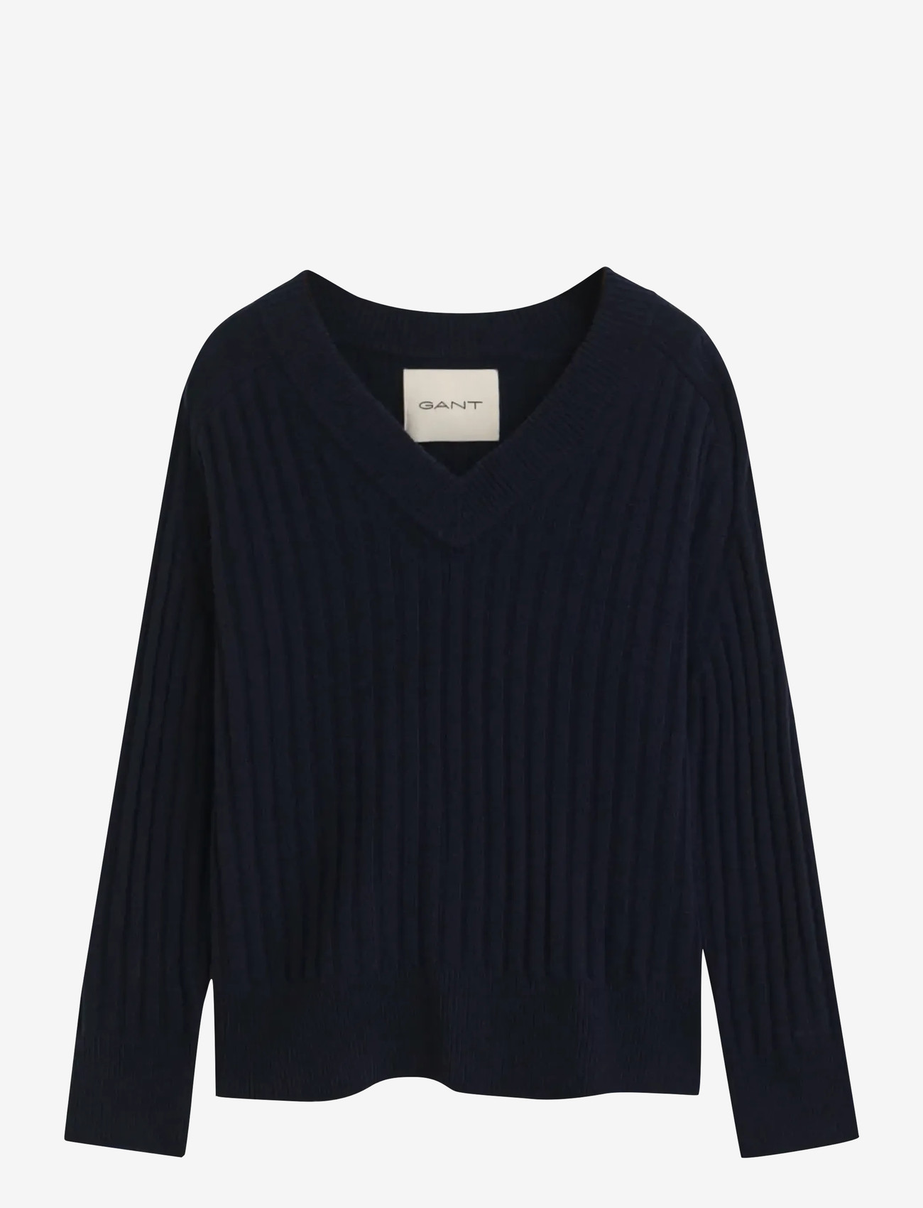 GANT - WOOL RIBBED V-NECK - evening blue - 0