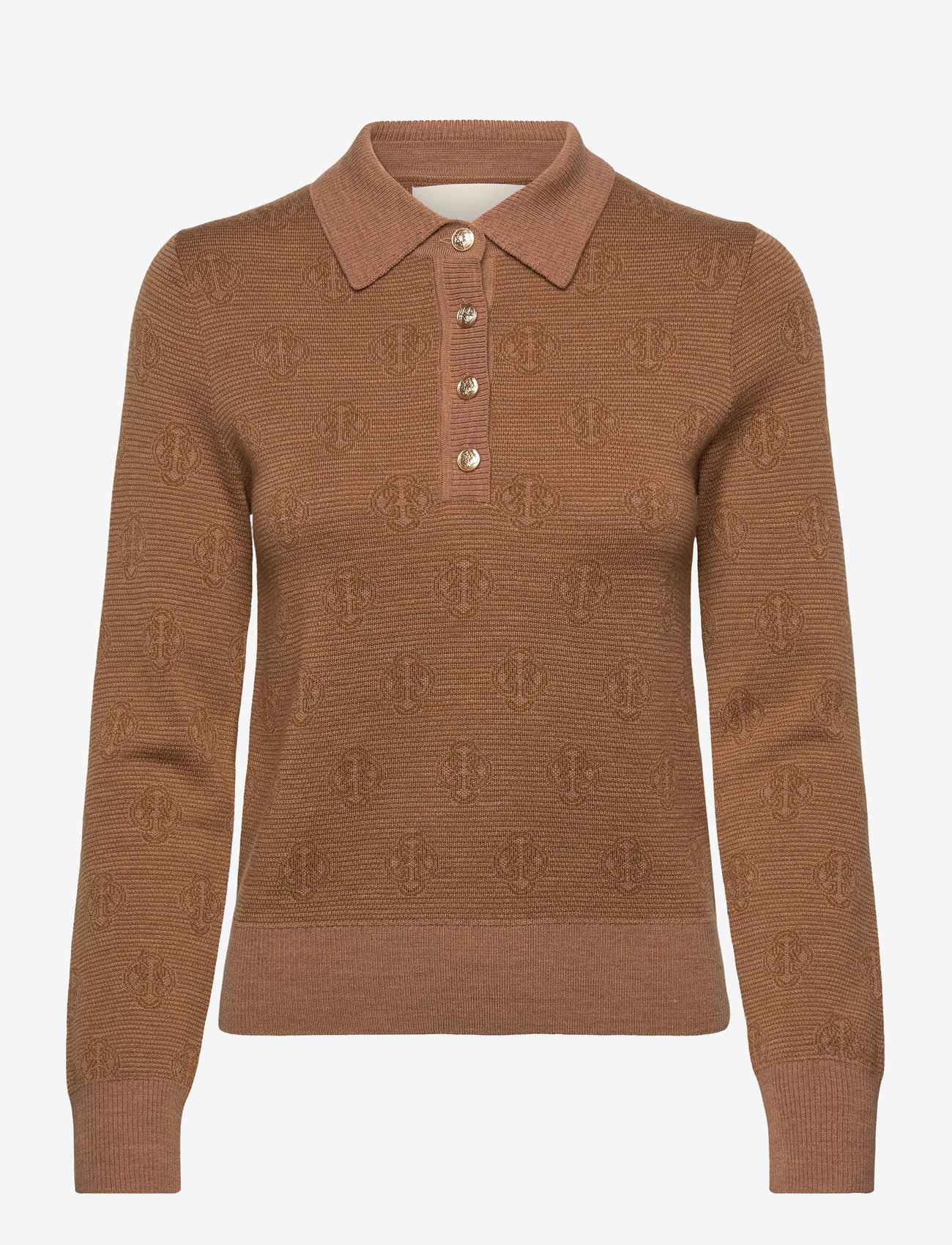 GANT - MONOGRAM KNIT POLO - stickade tröjor - whiskey brown - 0