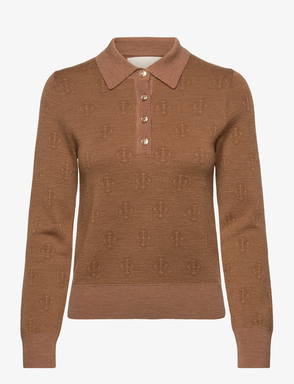 GANT - MONOGRAM KNIT POLO - striktrøjer - whiskey brown - 0