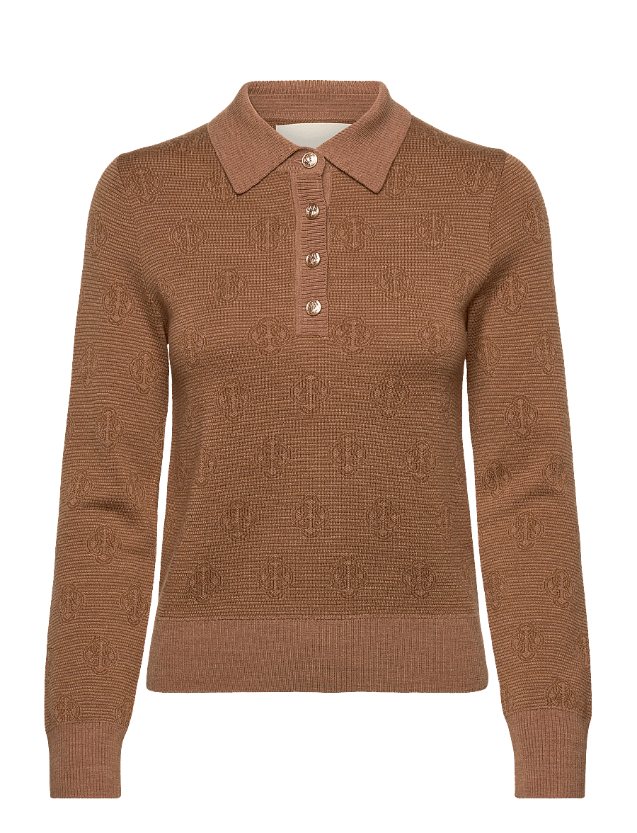 Gant - MONOGRAM KNIT POLO - strikkegensere - whiskey brown - 0
