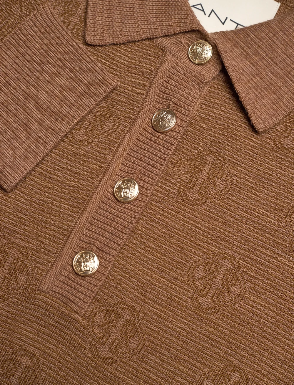 GANT - MONOGRAM KNIT POLO - striktrøjer - whiskey brown - 2