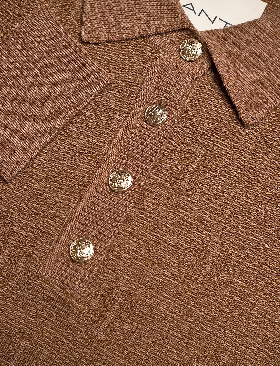 Gant - MONOGRAM KNIT POLO - strikkegensere - whiskey brown - 2