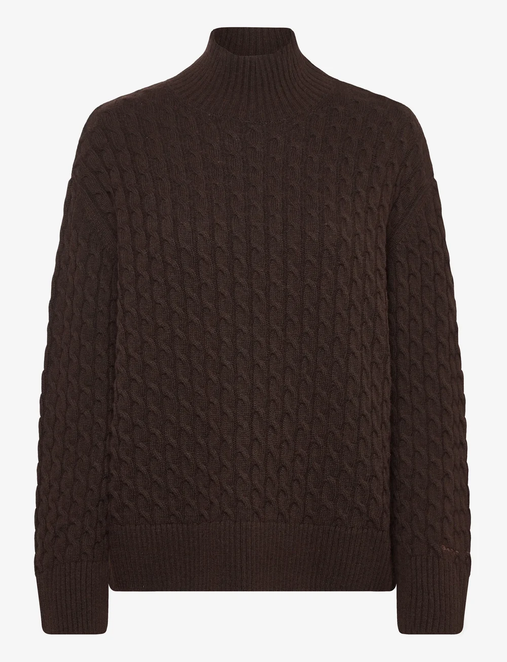 GANT - CABLE KNIT MOCK NECK - pulls à col roulé - deep brown - 0