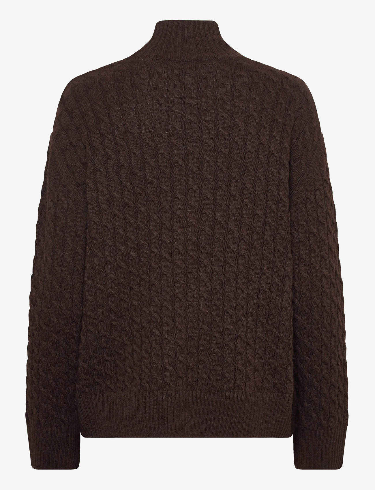 GANT - CABLE KNIT MOCK NECK - rullekraver - deep brown - 1
