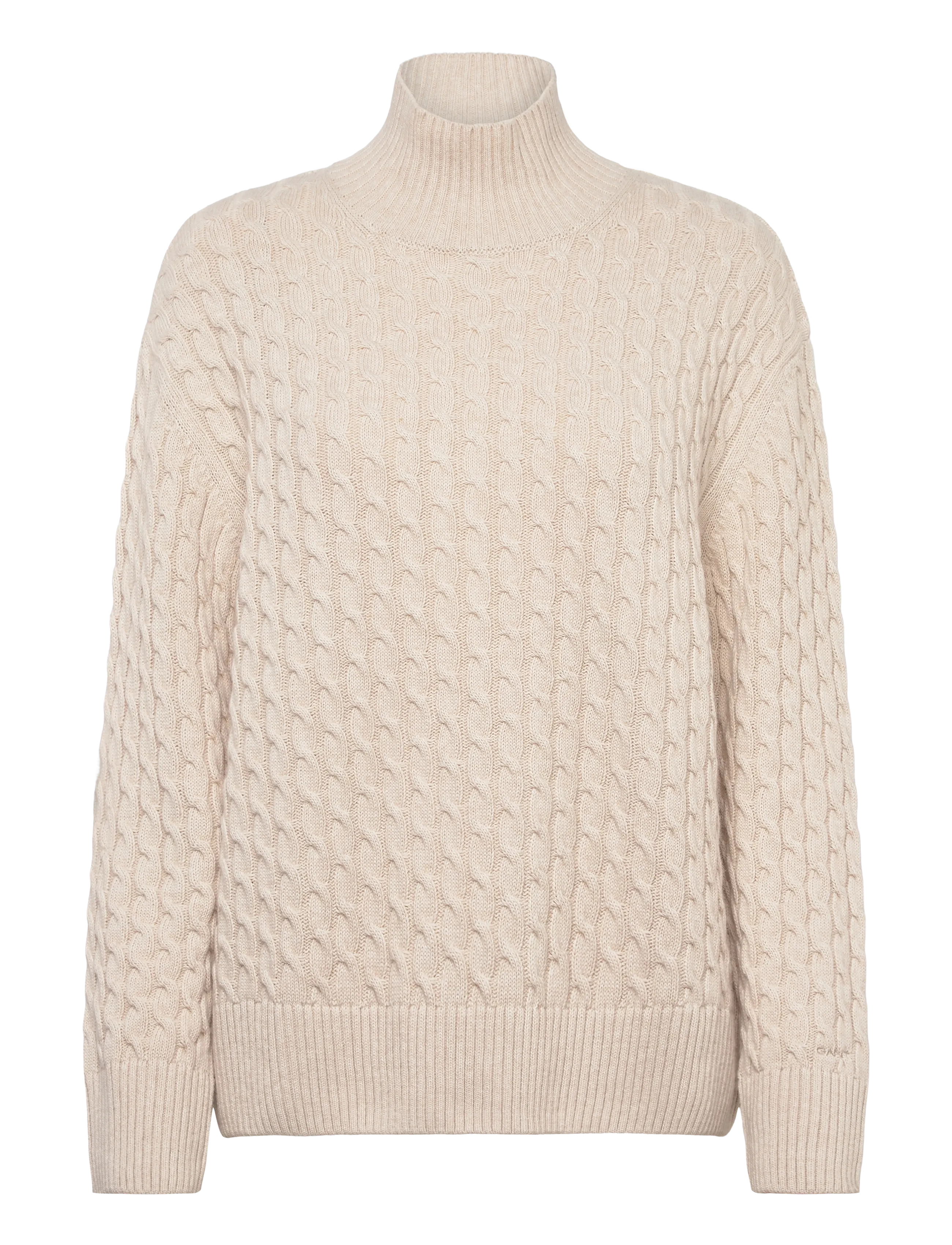 GANT Cable Knit Mock Neck Cream - M - Damen