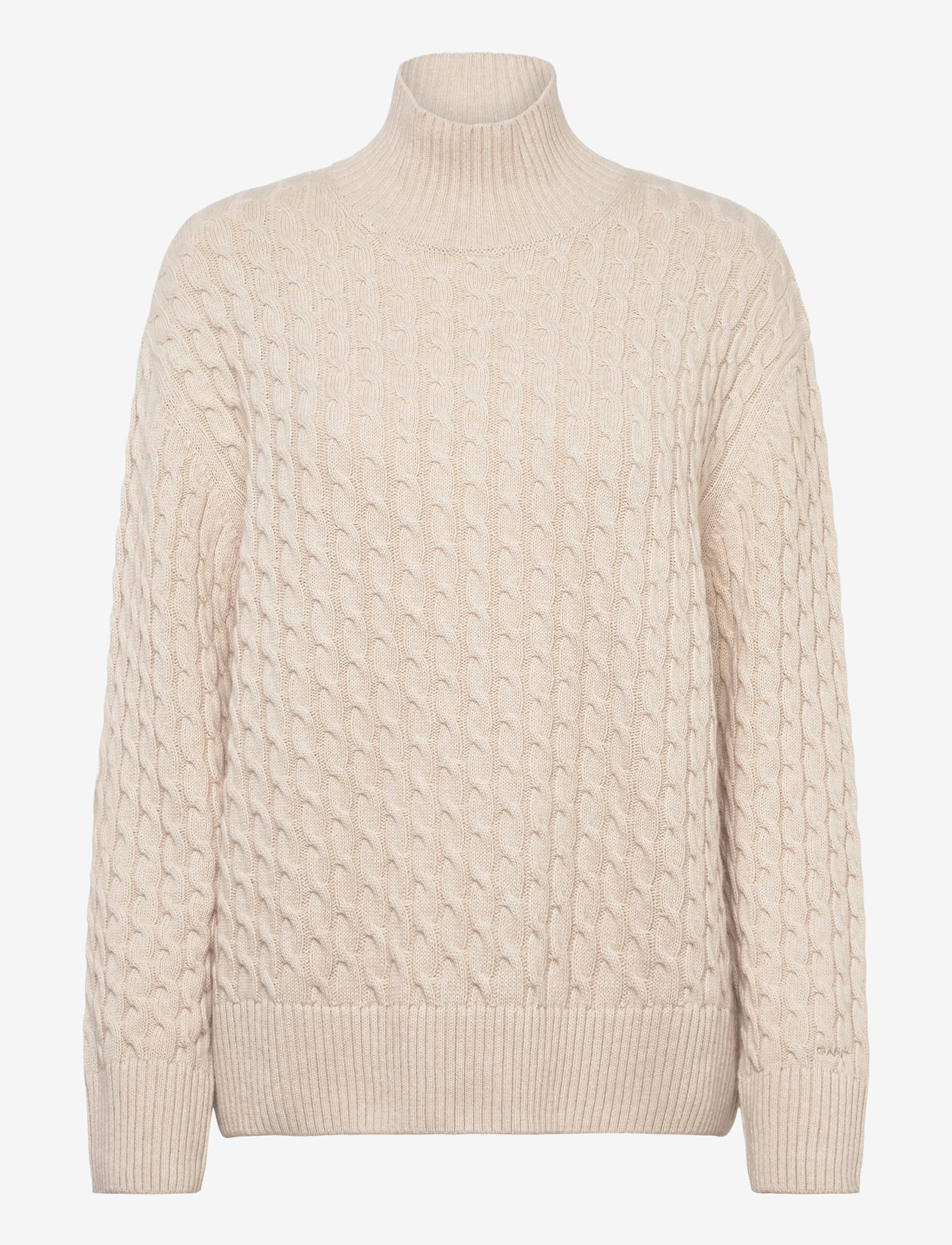 GANT - CABLE KNIT MOCK NECK - cashmere - seed melange - 0