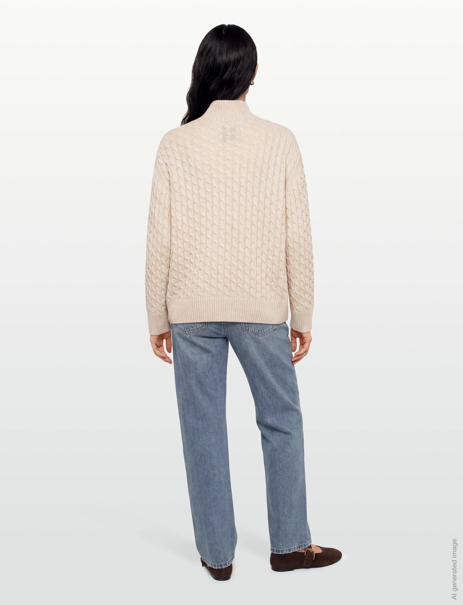 Gant - CABLE KNIT MOCK NECK - rollkragenpullover - seed melange - 4