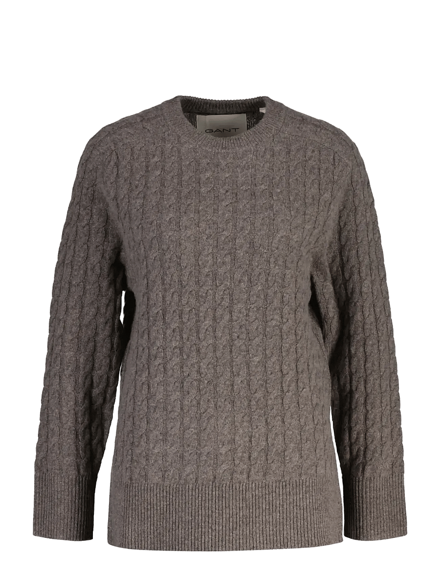 Gant - WOOL CABLE KNIT C-NECK - kashmir - brown melange - 1
