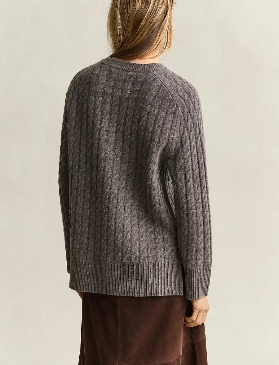 Gant - WOOL CABLE KNIT C-NECK - kashmir - brown melange - 2