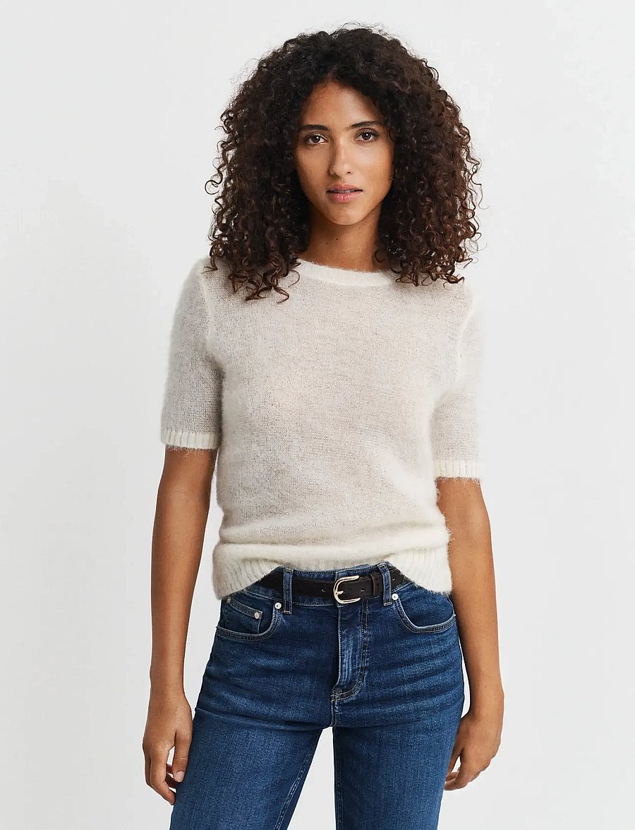 Gant - MOHAIR BLEND SS C-NECK - t-shirts - cream - 0