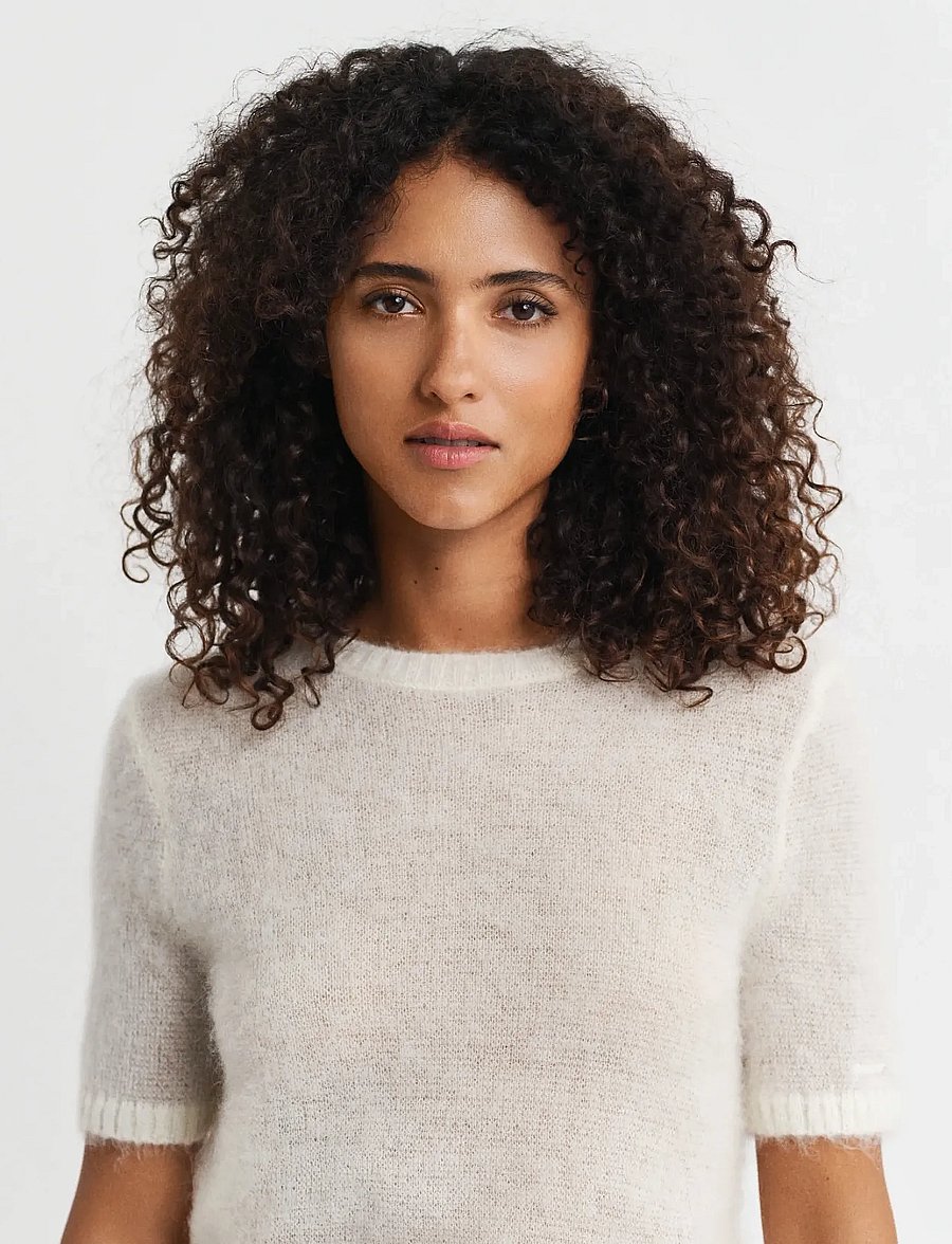 Gant - MOHAIR BLEND SS C-NECK - t-shirts - cream - 3