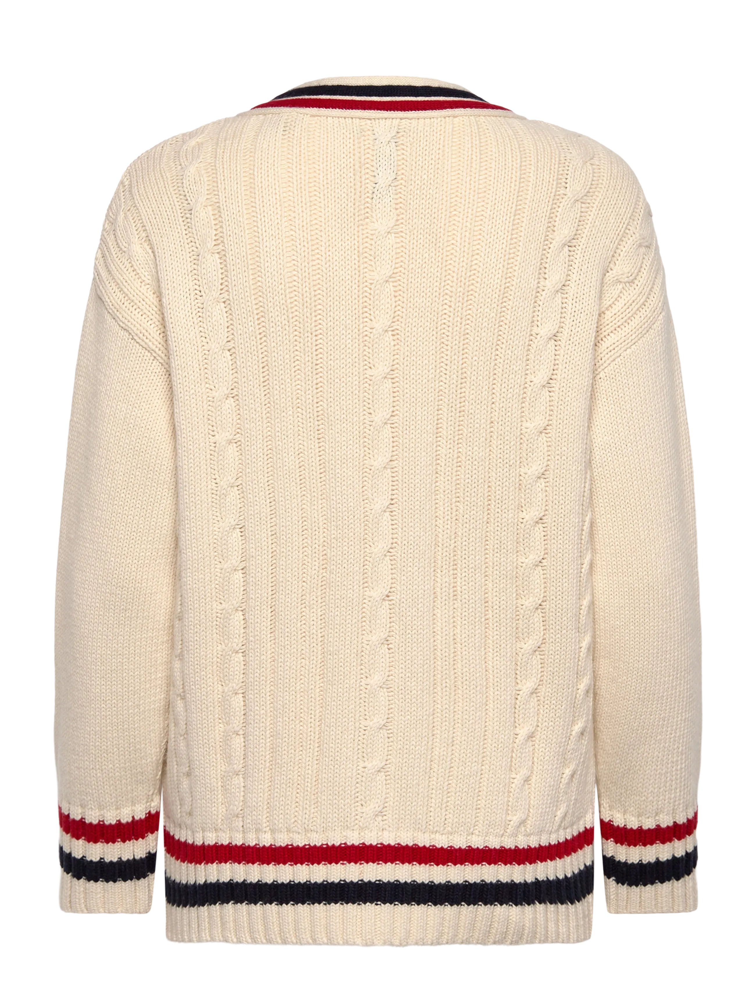 Gant - GANT VARSITY CABLE V-NECK CARDIGAN - cardigans - cream - 2