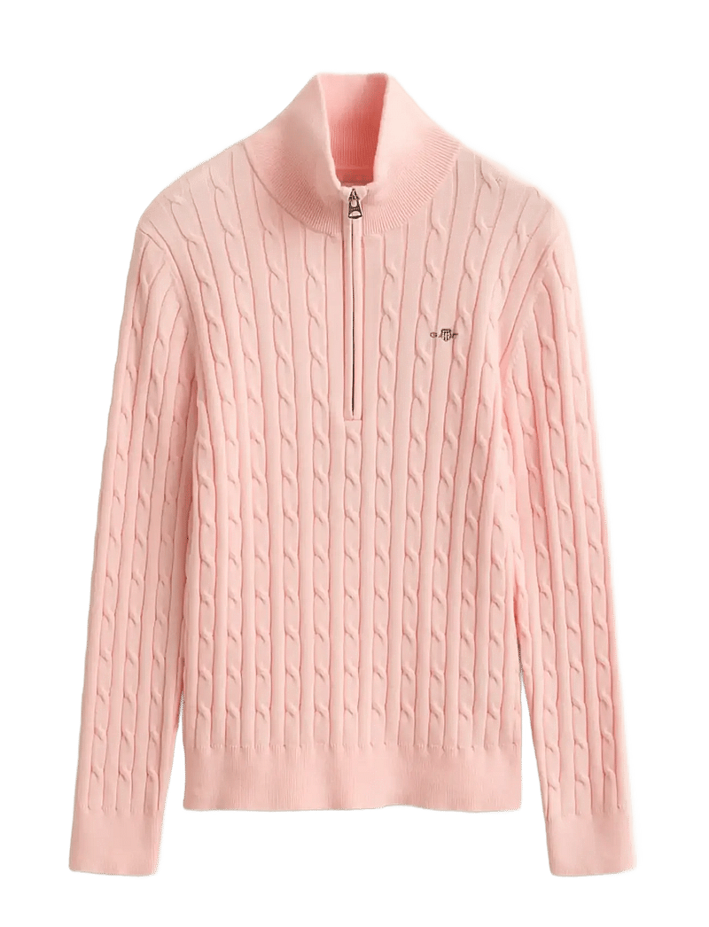 GANT - Stretch Cable Half-Zip Sweater - swetry - apricot pink - 1