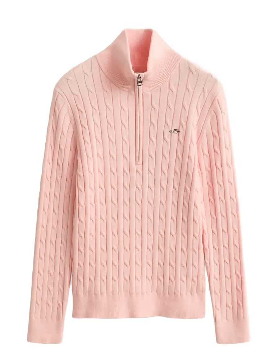 Gant - Stretch Cable Half-Zip Sweater - pullover - apricot pink - 1