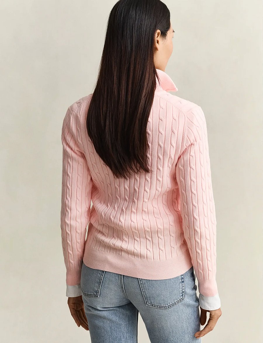 Gant - Stretch Cable Half-Zip Sweater - pullover - apricot pink - 2