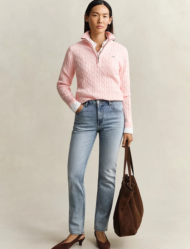 GANT - Stretch Cable Half-Zip Sweater - swetry - apricot pink - 4