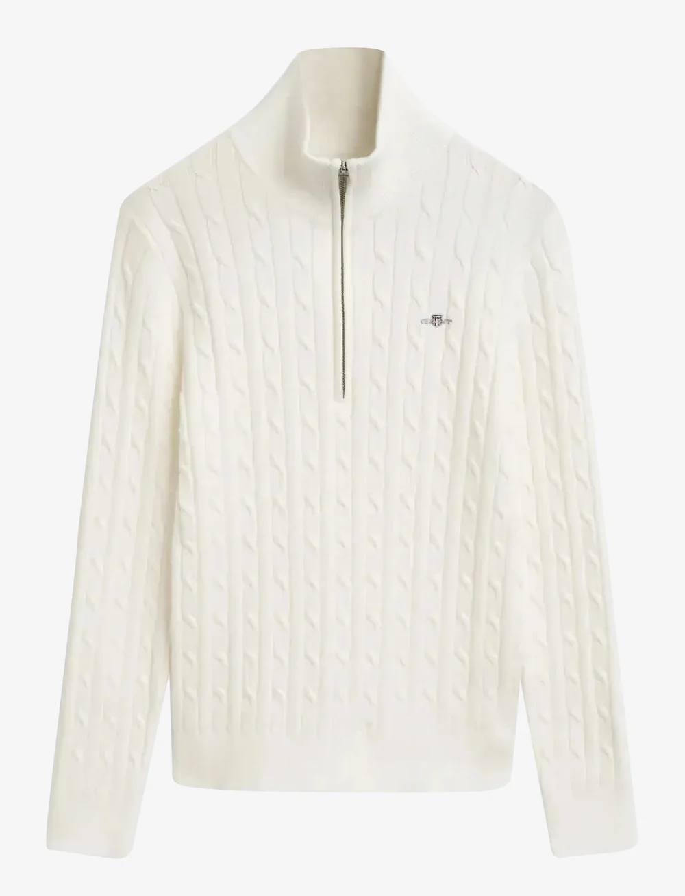 GANT - STRETCH COTTON CABLE HALF-ZIP - striktrøjer - eggshell - 1