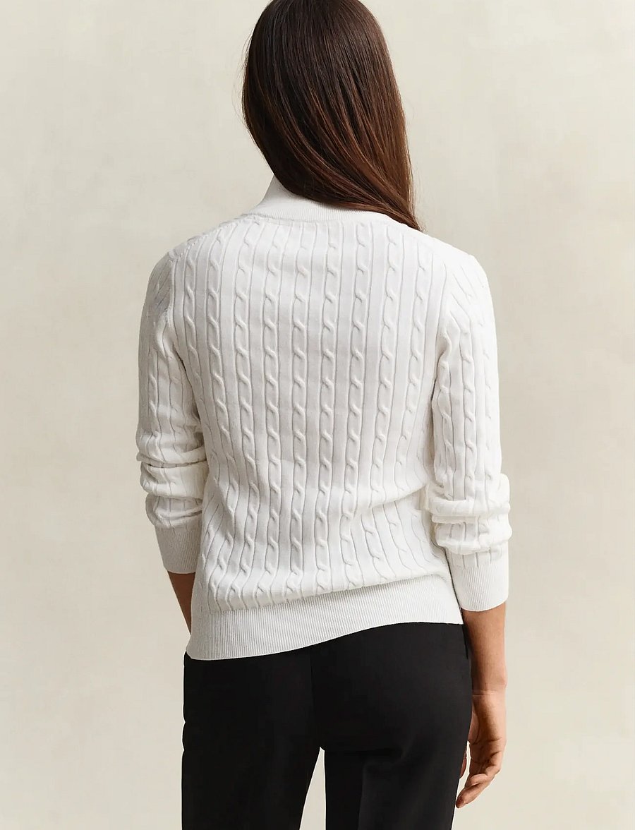 Gant - Stretch Cable Half-Zip Sweater - pullover - eggshell - 2