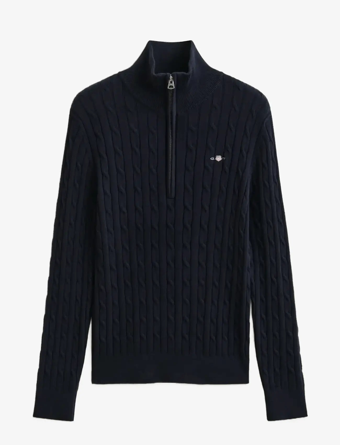 GANT - Cable Knit Half-Zip Sweater - jumpers - evening blue - 1