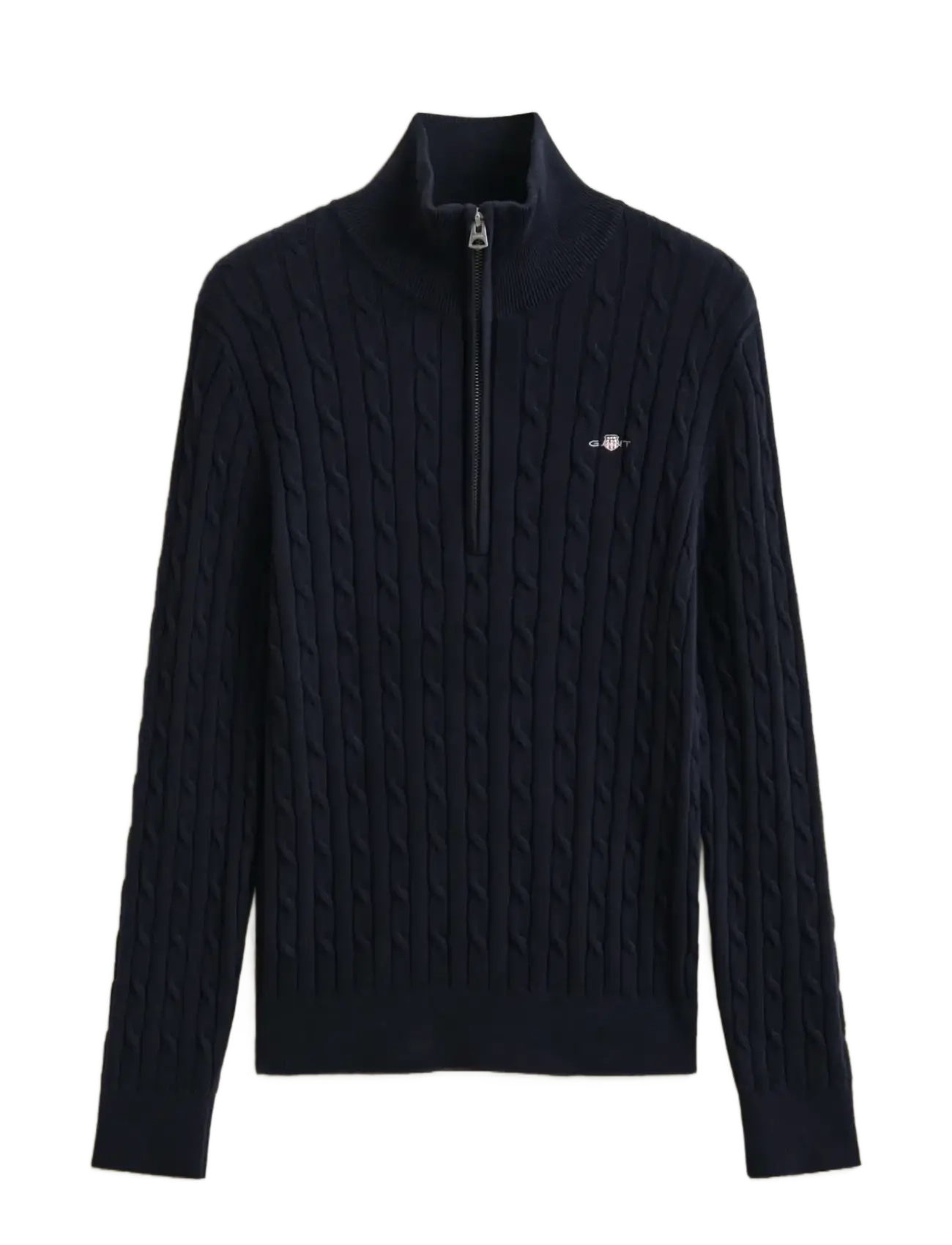 STRETCH COTTON CABLE HALF-ZIP - EVENING BLUE