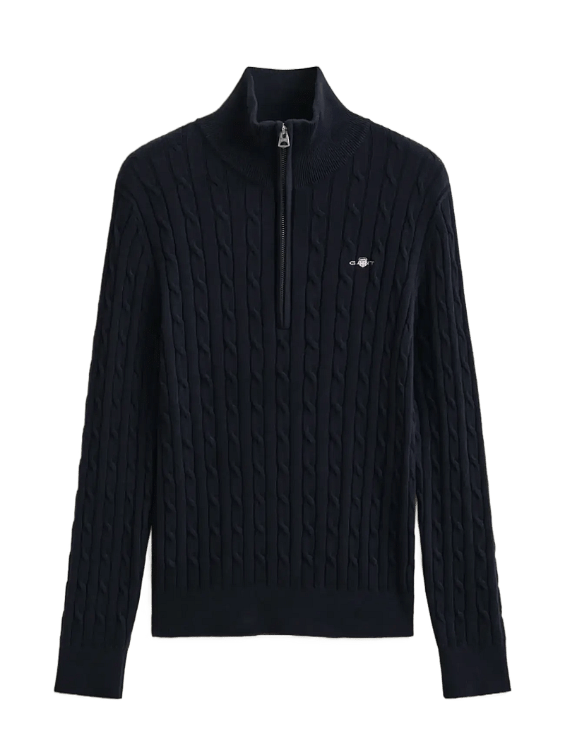 Gant - Stretch Cable Half-Zip Sweater - pullover - evening blue - 1