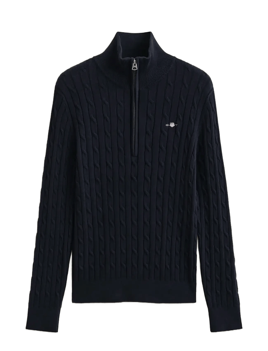 Gant - Stretch Cable Half-Zip Sweater - pullover - evening blue - 1