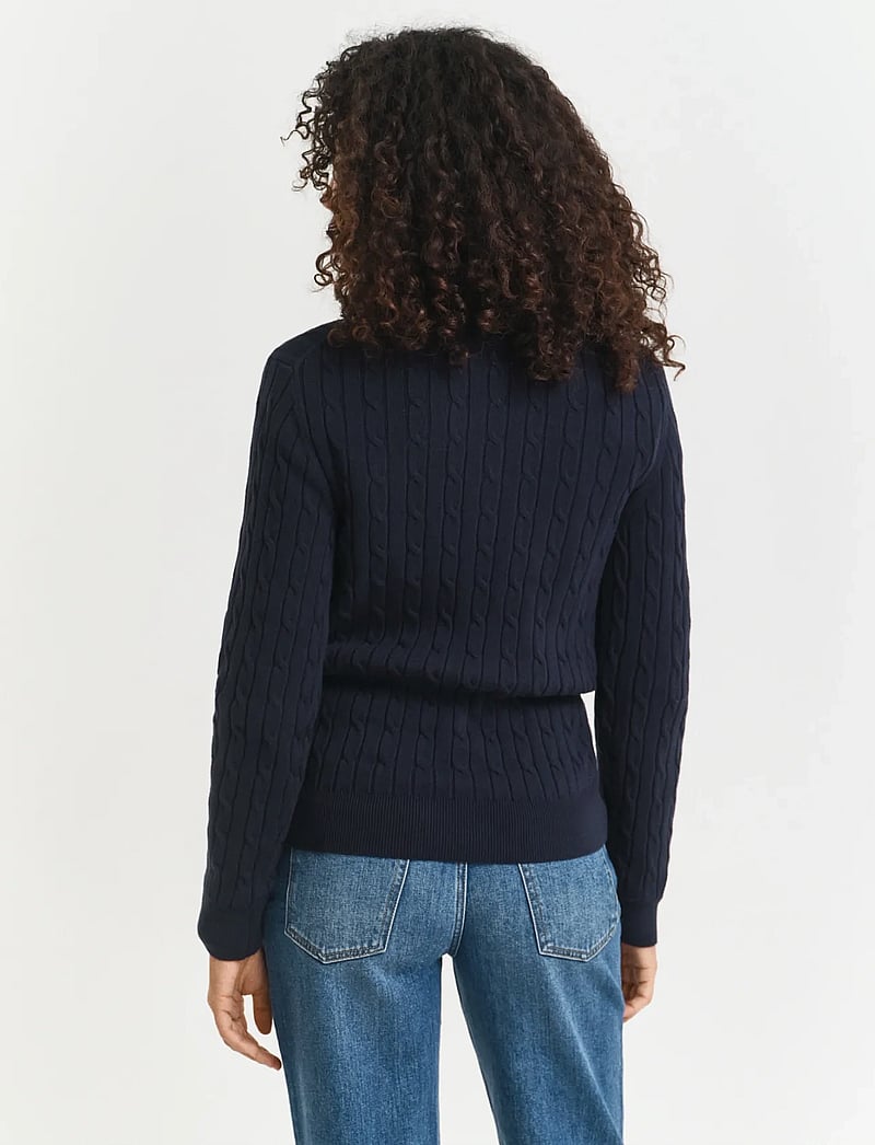 GANT - STRETCH COTTON CABLE HALF-ZIP - stickade tröjor - evening blue - 2