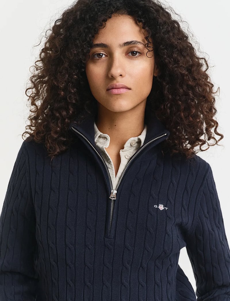 GANT - STRETCH COTTON CABLE HALF-ZIP - stickade tröjor - evening blue - 3