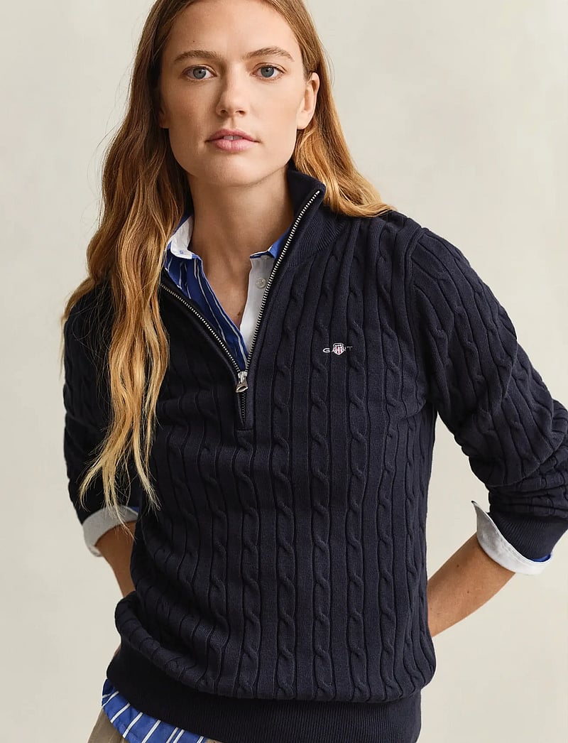Gant - Stretch Cable Half-Zip Sweater - pullover - evening blue - 3