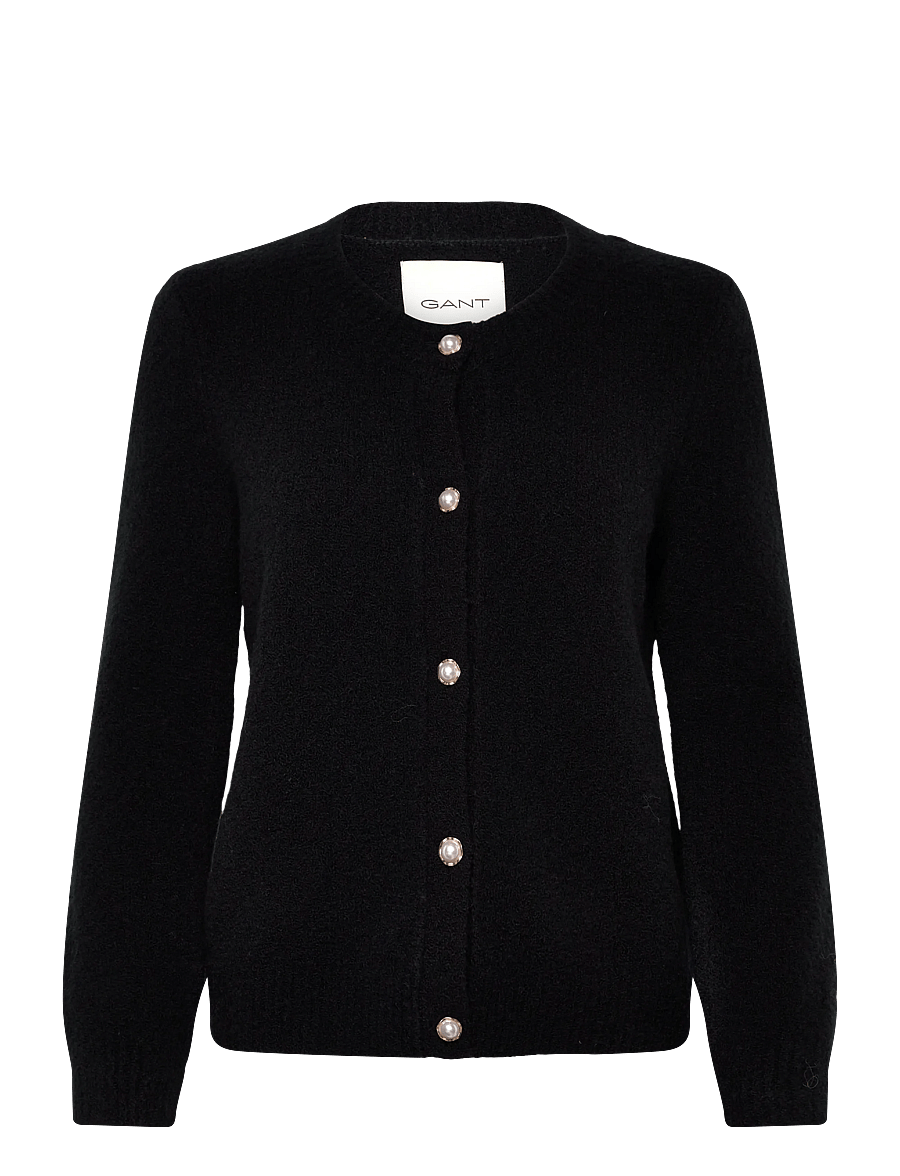 Gant - BOUCLE C-NECK CARDIGAN - strickjacken - black - 0
