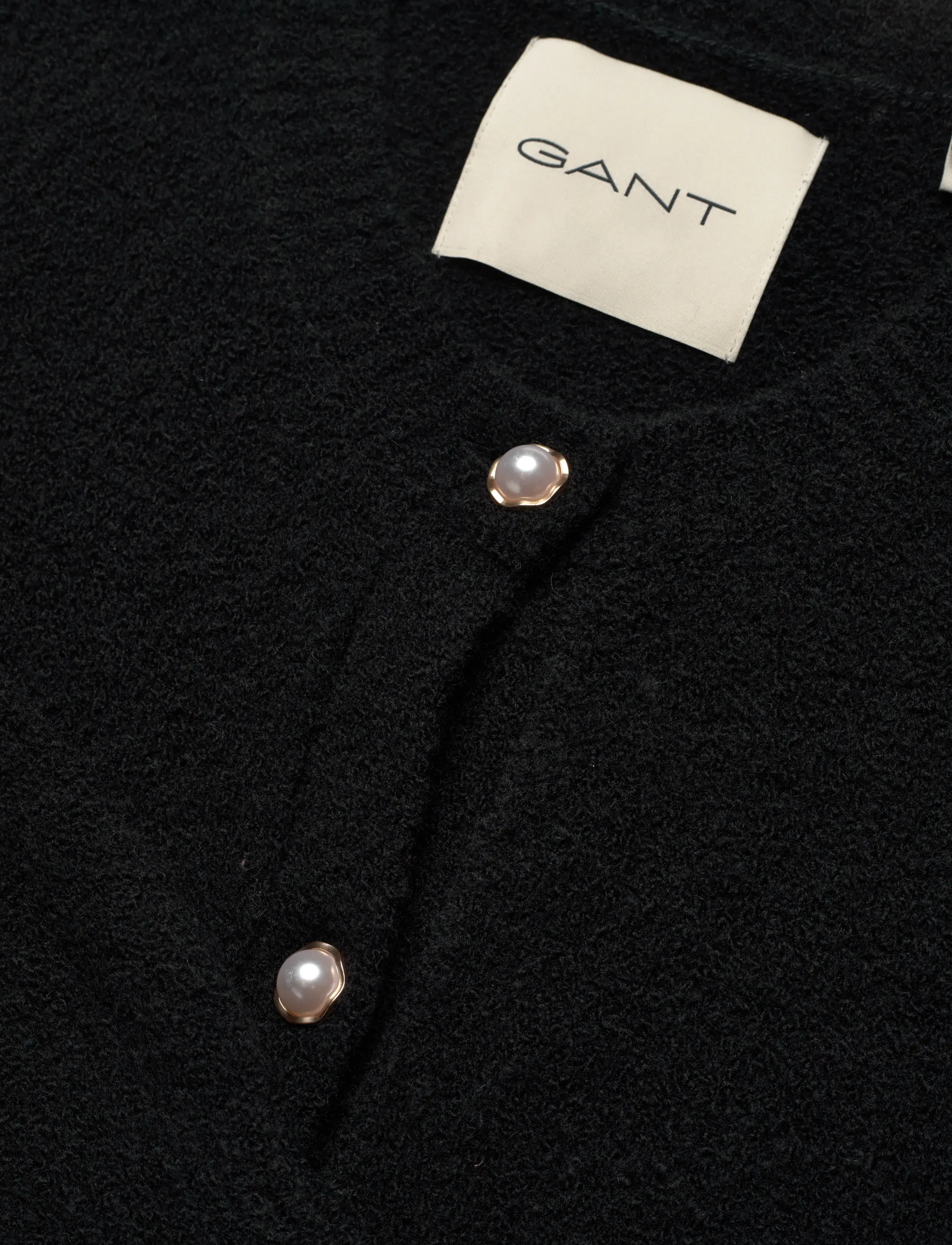 Gant - BOUCLE C-NECK CARDIGAN - cardigans - black - 2