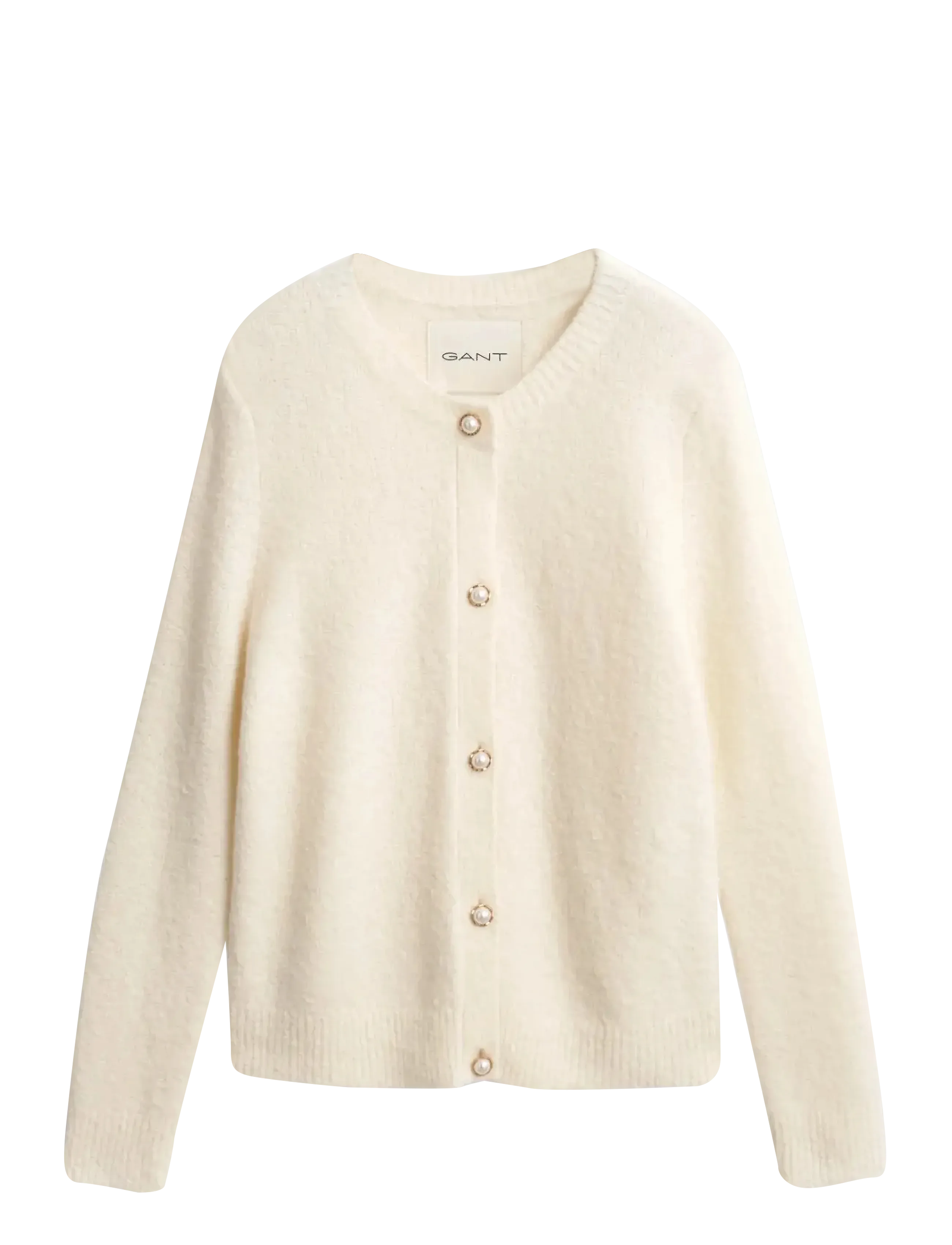 BOUCLE C-NECK CARDIGAN - CREAM
