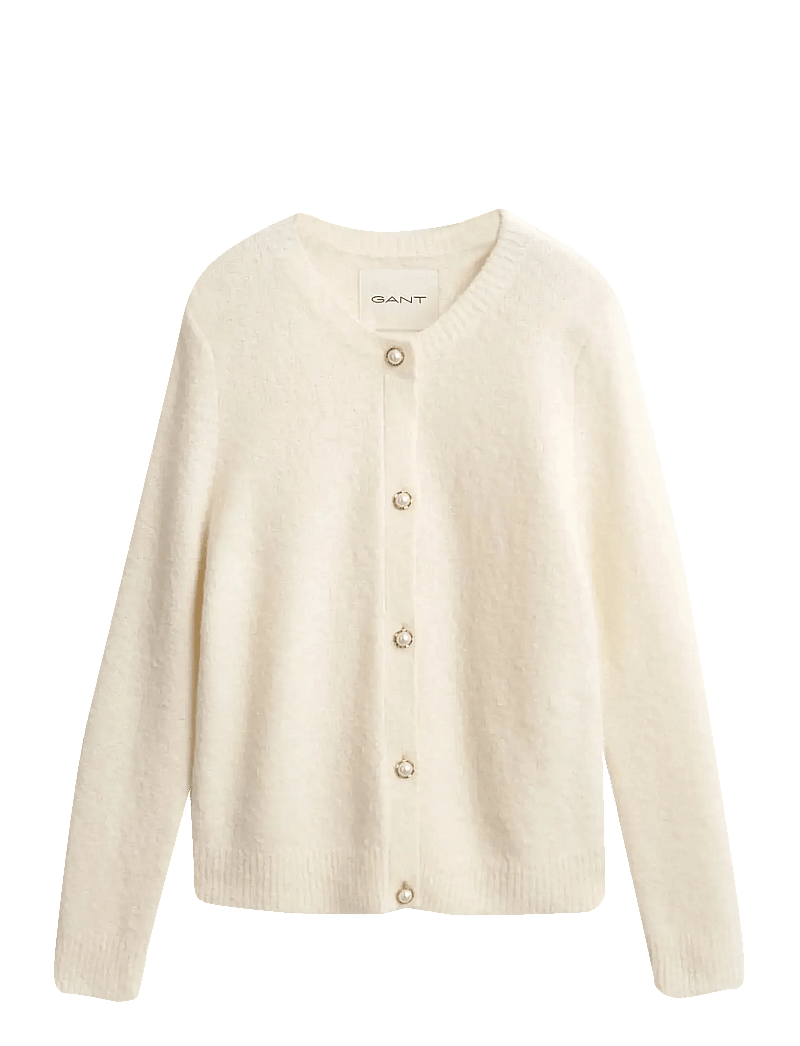 GANT - BOUCLE C-NECK CARDIGAN - cardigans - cream - 1