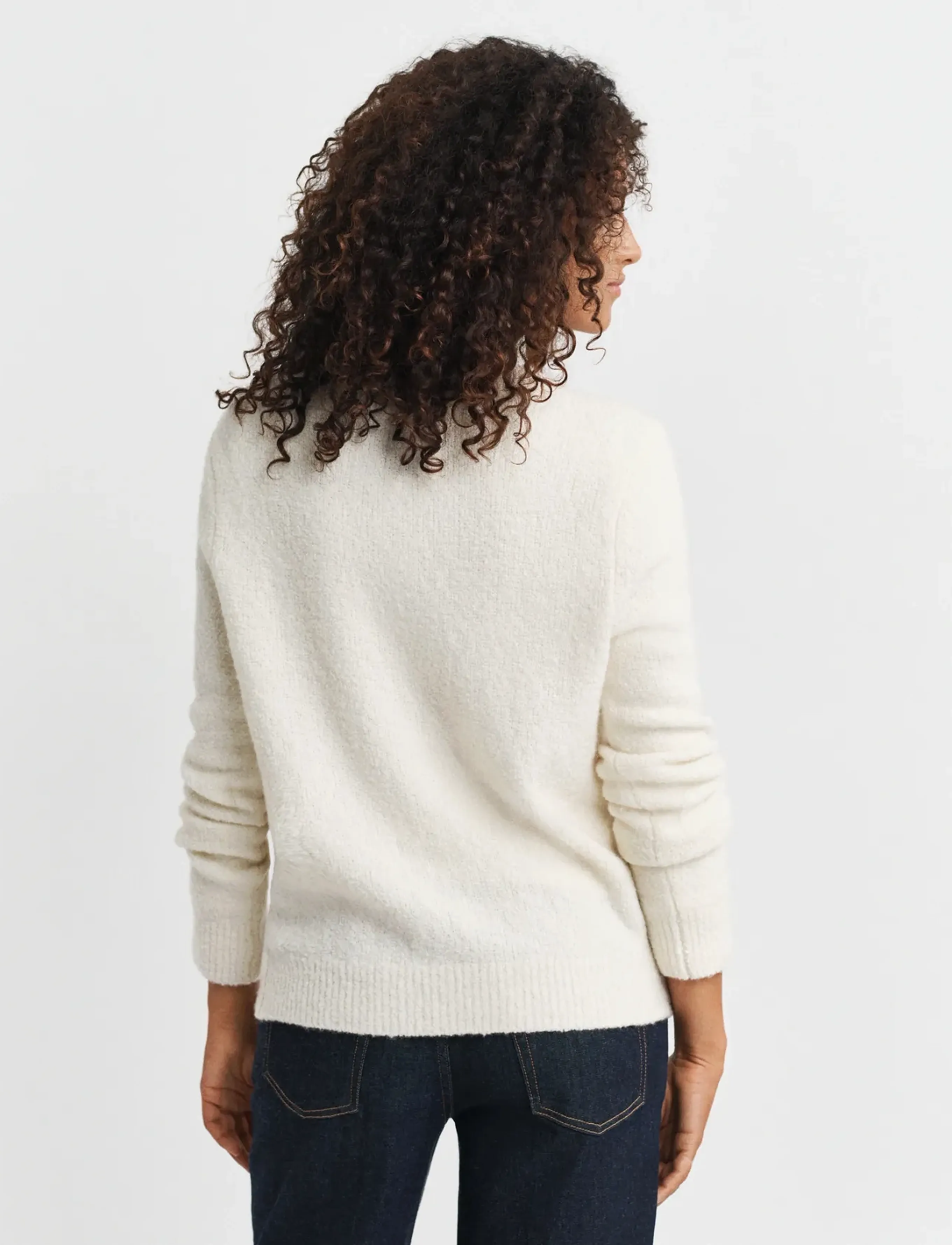 Gant - BOUCLE C-NECK CARDIGAN - cardigans - cream - 2